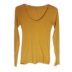 Threads 4 Thought Solid Yellow Long Sleeve V-Neck T-Shirt Women’s Size XS